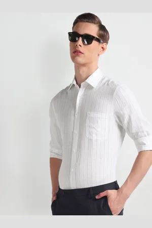 Arrow Vertical Striped Long Sleeves Pure Linen 1851 Formal Shirt