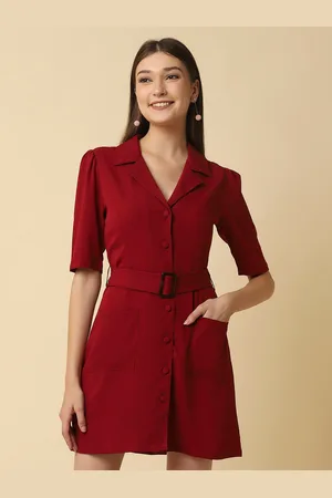 RAASSIO Shirt Collar Shirt Dress With Belt
