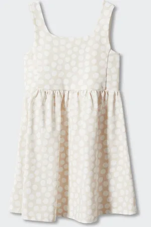 MANGO Girls Polka Dot Printed Cotton A-Line Dress