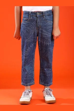TALES & STORIES Boys Slim Fit Mid-Rise Heavy Fade Clean Look Printed Cotton Cropped Jeans
