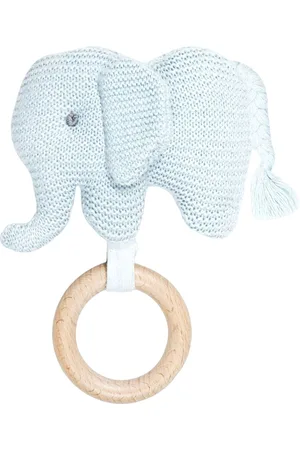 Baby Moo Kids Elephant Wooden Teething Ring Soft Handheld Rattle Toy