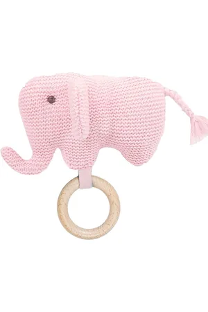 Baby Moo Kids Elephant Wooden Teething Ring Soft Handheld Rattle
