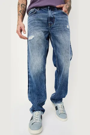 Max Collection Men Mildly Distressed Heavy Fade Pure Cotton Jeans