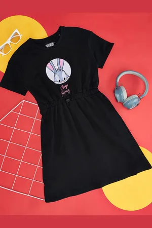 Pantaloons Printed Round Neck Short Sleeves Fit & Flare Cotton Dress