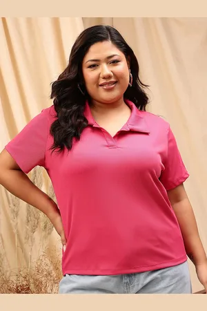 CURVY STREET Plus Size Striped Polo Collar Regular T-shirt