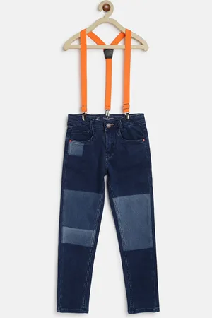 TALES & STORIES Boys Slim Fit Clean Look Stretchable Jeans With Suspenders