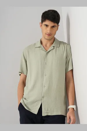 Celio Classic Geometric Self Design Spread Collar Short Sleeves Casual Shirt