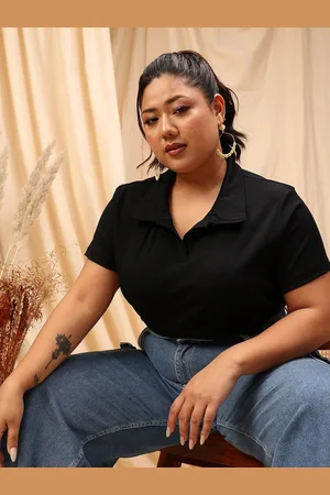 CURVY STREET Plus Size Striped Opaque Knitted Shirt
