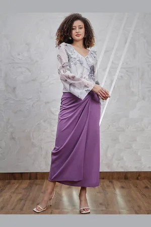 ATHENA Lavender Knotting Straight Midi Skirt