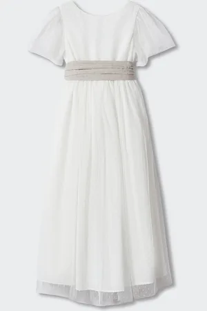 MANGO Girls Tie Up Detail Flared Sleeves Maxi Dress