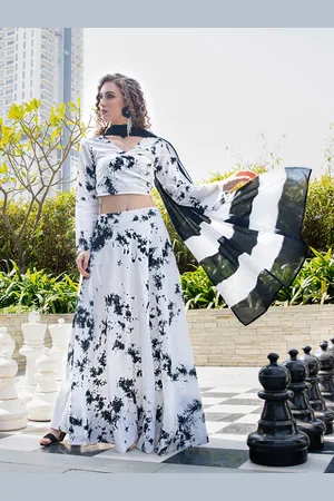 AKS Printed Tie and Dye Ready to Wear Cotton Lehenga & Blouse With Dupatta
