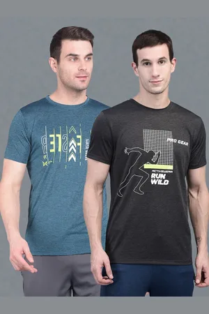 Force NXT Pack Of 2 Anti Viral Anti Odour Cool Round Neck Sports Printed T-Shirts