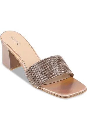Metro Embellished Open Toe Block Heels
