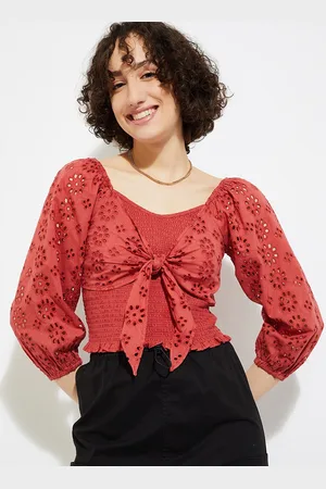 Max Collection URB_N Women Smocked Schifilli Crop Top