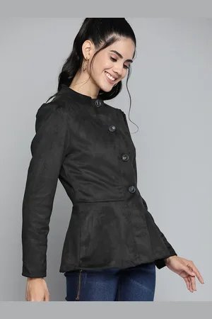 HERE&NOW Women Black Solid Tailored Jacket