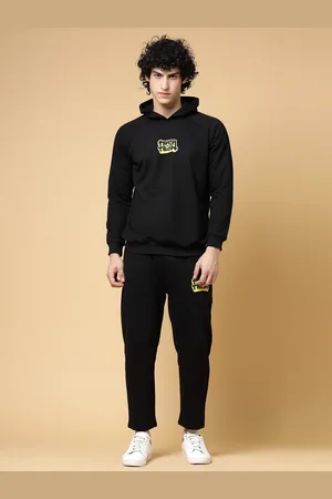 Rigo Typography Printed Hooded Cotton Fleece Mid-Rise Oversized-Fit Tracksuit