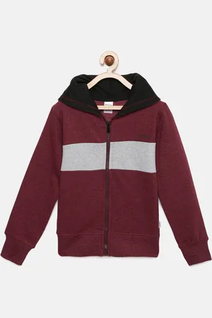 mackly Boys Colourblocked Hooded Front Open Sweatshirt