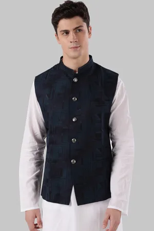 Hemp Brown Textured Premium Wool Blend Wedding Nehru Jackets For Men.