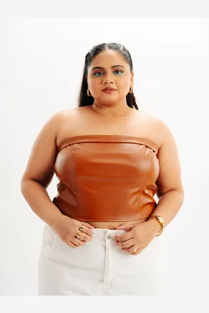 FREAKINS Plus Size Strapless Tube Crop Top