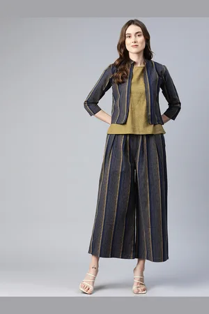 Cottinfab Women Solid Cotton Top with Trousers & Jacket