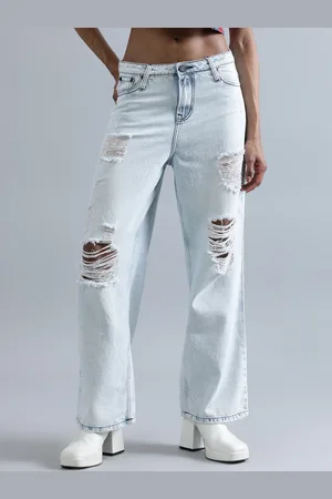 Bene Kleed Women Relaxed Fit High-Rise Pure Cotton Highly Distressed Jeans