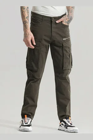 Buy Hubberholme Men Green Slim Fit Cotton Cargo Trousers - Trousers for Men  1805386 | Myntra