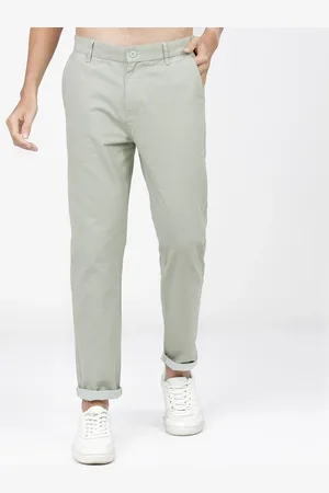 Ketch Men Grey Melange Textured Slim Fit Easy Chinos Trousers