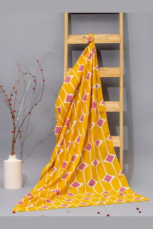Contrast Living Geometric Printed Pure Cotton Scarf