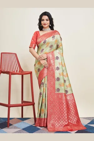 VAIRAGEE Floral Printed Zari Banarasi Saree