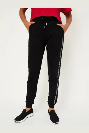 Max Collection Women Typography Printed Mid-Rise Pure Cotton Joggers