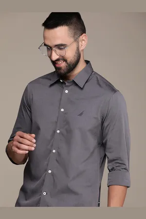 Nautica Pure Cotton Slim Fit Opaque Wrinkle Resistant Casual Shirt