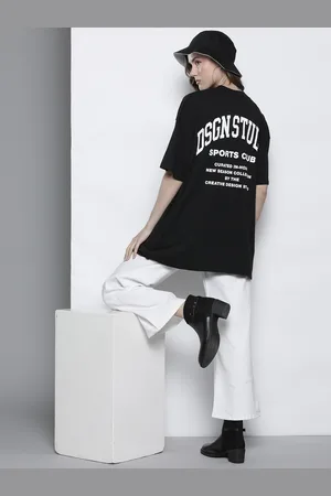 Boohoo Back Print Drop-Shoulder Sleeves Pure Cotton Oversized T-shirt