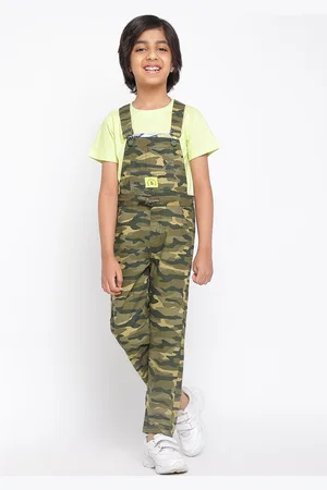 TALES & STORIES Boys Camouflage Printed Regular Fit Ankle-Length Dungarees