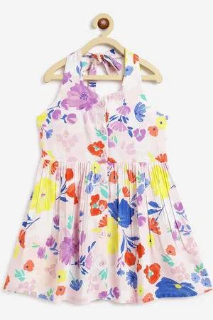 Campana Girl Floral Printed Halter Neck Sleeveless A-Line Dress