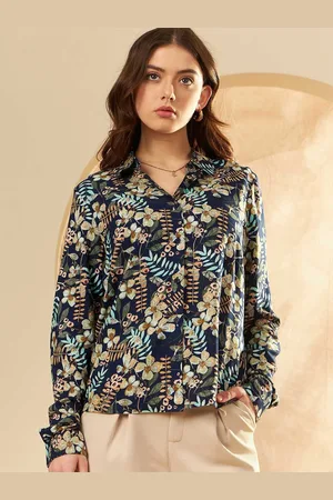 DENNISON Floral Printed Spread Collar Long Sleeves Casual Shirt