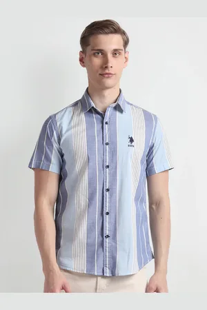 Ralph Lauren Spread Collar Short Sleeves Slim Fit Multi Striped Casual Shirt
