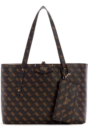 Guess Brand Logo Print Shopper Shoulder Bag with Pouch
