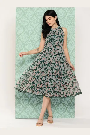 Kalini Georgette Floral A-Line Midi Dress