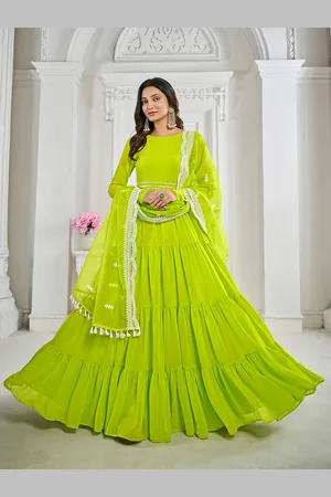 Inddus Women Thread Embroidered Georgette Kurta with Dupatta and Belt