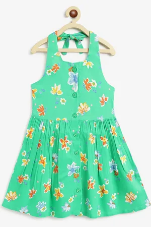 Campana Girl Floral Printed Halter Neck Sleeveless A-Line Dress