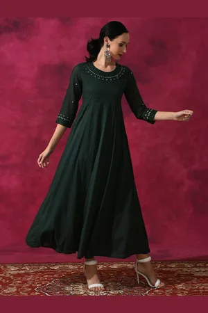 Anouk Sequined Round Neck Flared Maxi Dress