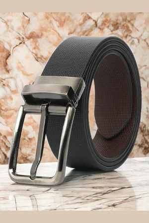 CRUSSET Men Textured Leather Reversible Formal Belt