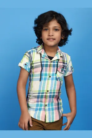V-Mart Boys Tartan Checks Opaque Cotton Casual Shirt