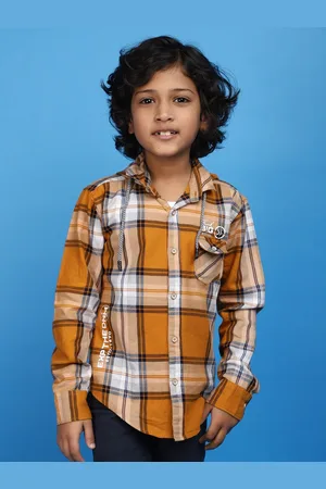 V-Mart Boys Checked Hooded Opaque Cotton Casual Shirt