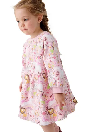 Stylecast Girls Printed Round Neck Long Sleeves Flared Hem Fit & Flare Dress
