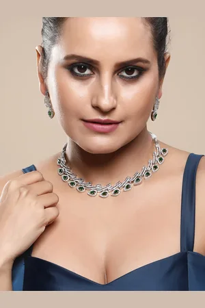 Asmitta Jewellery Silver-Plated Cubic Zirconia-Studded Necklace & Earrings