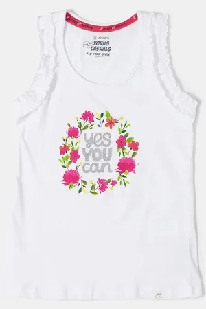 Jockey Girls Super Combed Cotton Printed Regular Fit Round Neck Sleeveless Tank Top-CG19