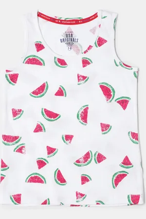 Jockey Girls Super Combed Cotton Regular Fit Printed Round Neck Sleeveless Tank Top-UG36