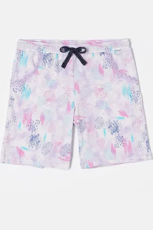Jockey Girls Super Combed Cotton Relaxed Printed Shorts With Comfortable Waistband-RG03