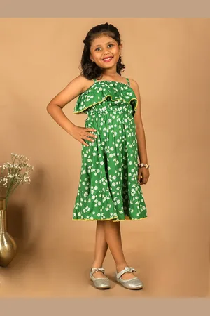 HERE&NOW Girls Floral Print Cotton A-Line Dress